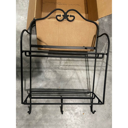 Longaberger Foundry Wrought Iron Envelope Basket Rack with 3 Hooks Made in USA