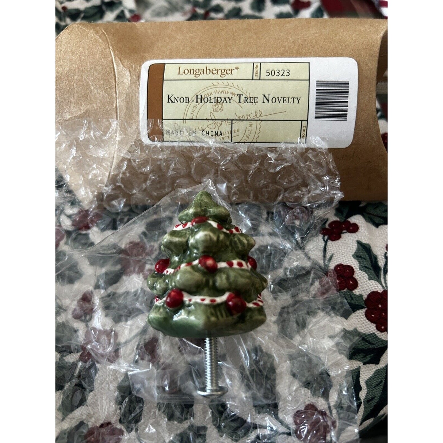 Longaberger Basket Ceramic Christmas Tree Knob Holiday NEW