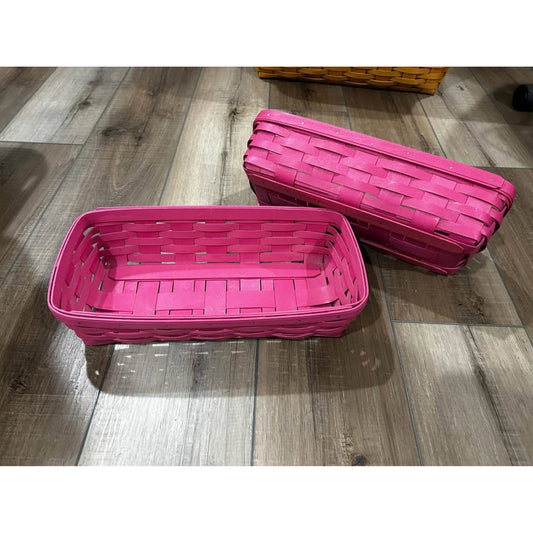 2 Longaberger bread baskets Hot Pink