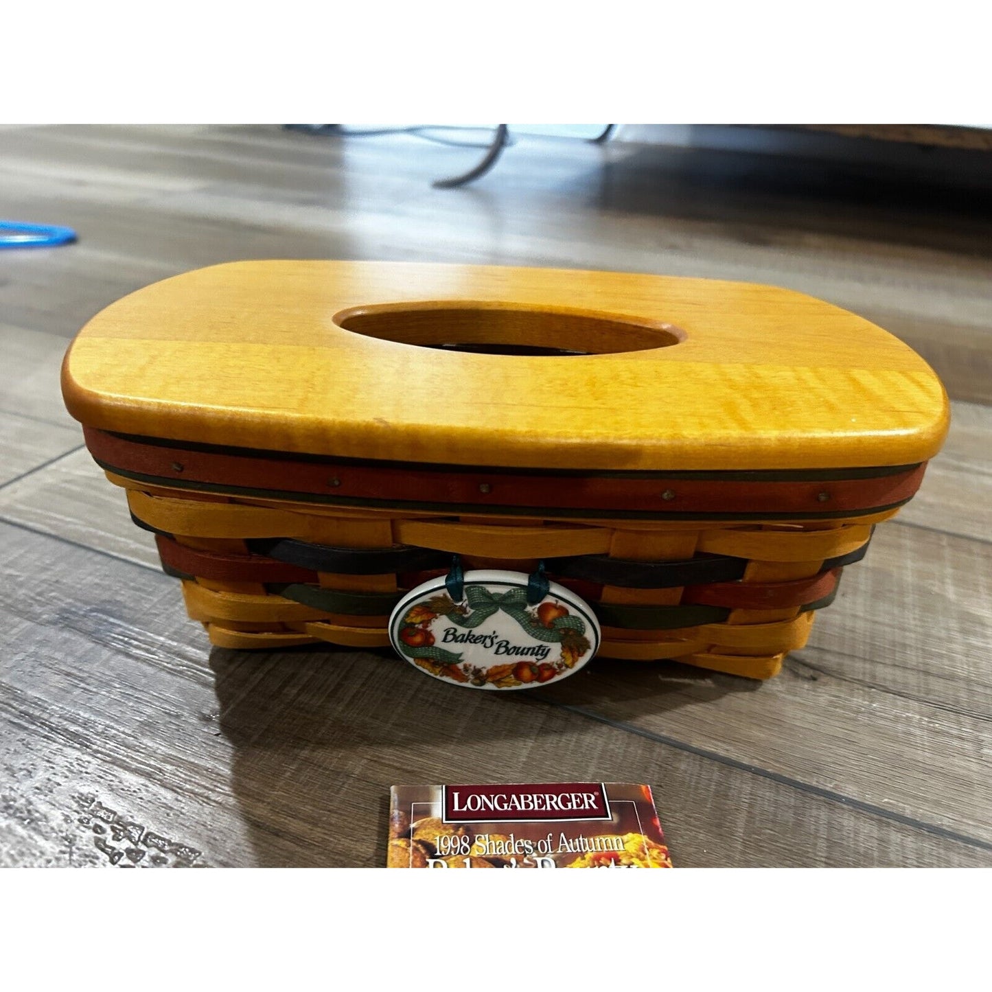 Longaberger 1998 Shades of Autumn Bakers Bounty Basket Woodcrafts Tissue Lid