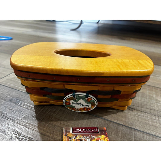 Longaberger 1998 Shades of Autumn Bakers Bounty Basket Woodcrafts Tissue Lid