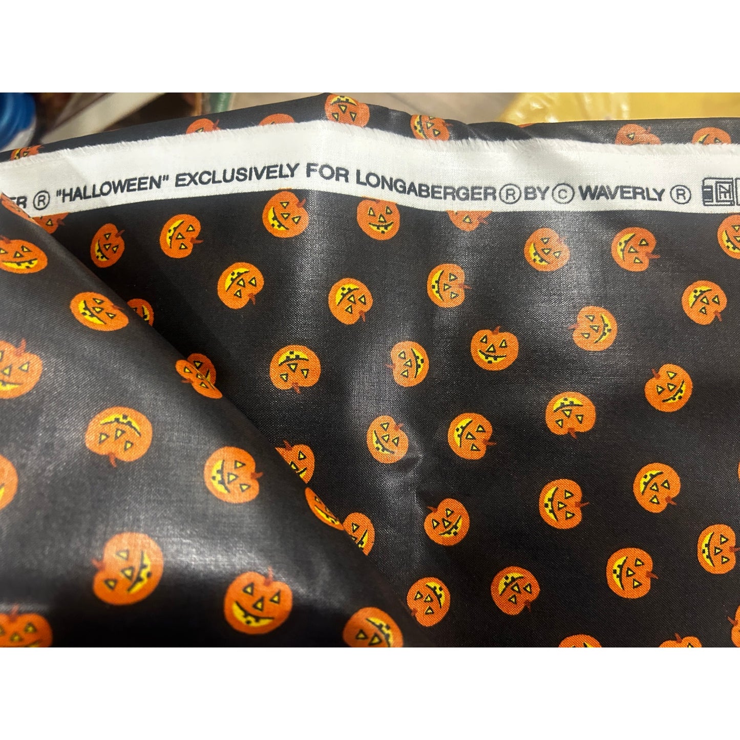 Longaberger Basket HALLOWEEN PUMPKIN BOO Fabric 5 YARDS - New Bulk by Waverly
