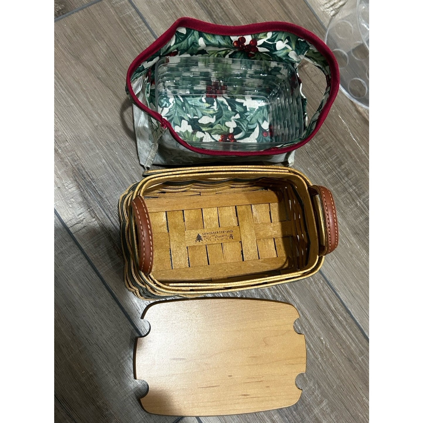 Longaberger 2002 Tree Trimming Collection Treats Basket with lid liner protector