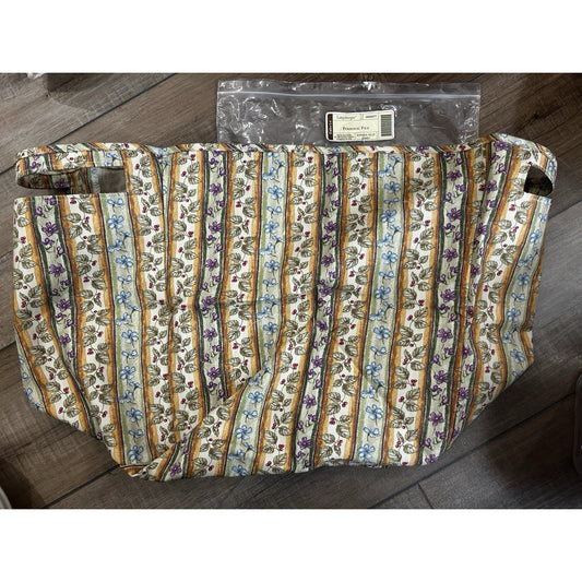 Longaberger Personal File Basket Liner Botanical Fields Stripe fabric NEW