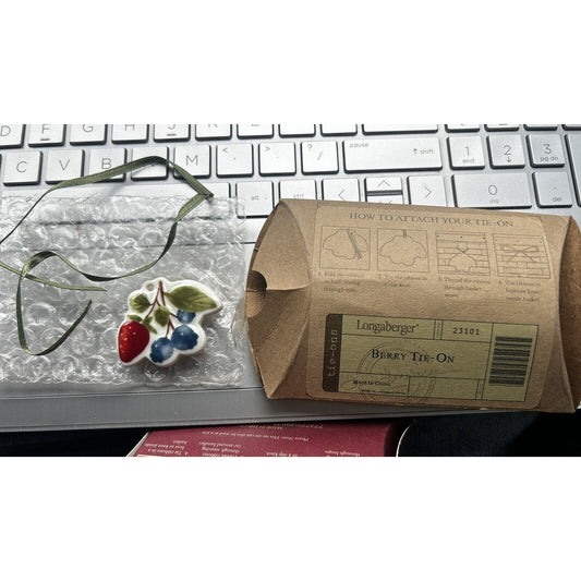 Longaberger Berry Fruit Medley Basket Tie On New Pottery Strawberry Blueberry