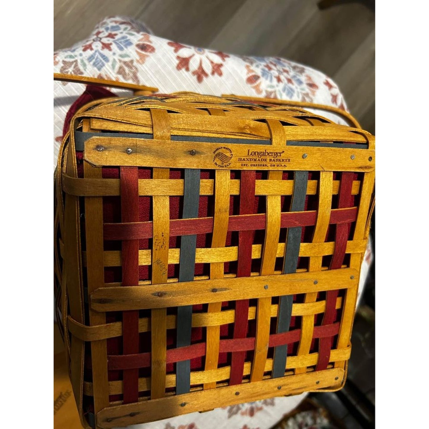 Longaberger American Celebrations Picnic Tote basket , riser & protector