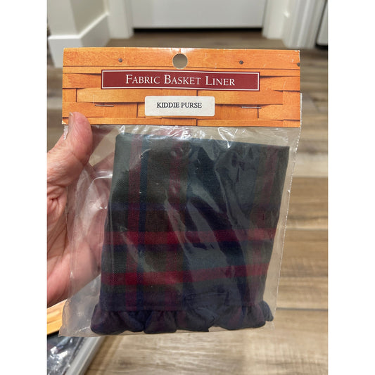 Longaberger KIDDIE PURSE Basket Liner CABIN PLAID Fabric NEW RARE
