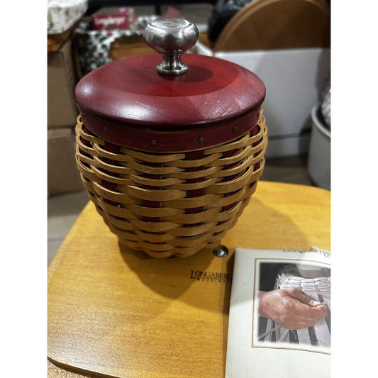 Longaberger Small Strawberry Basket Set Red Lid & protector