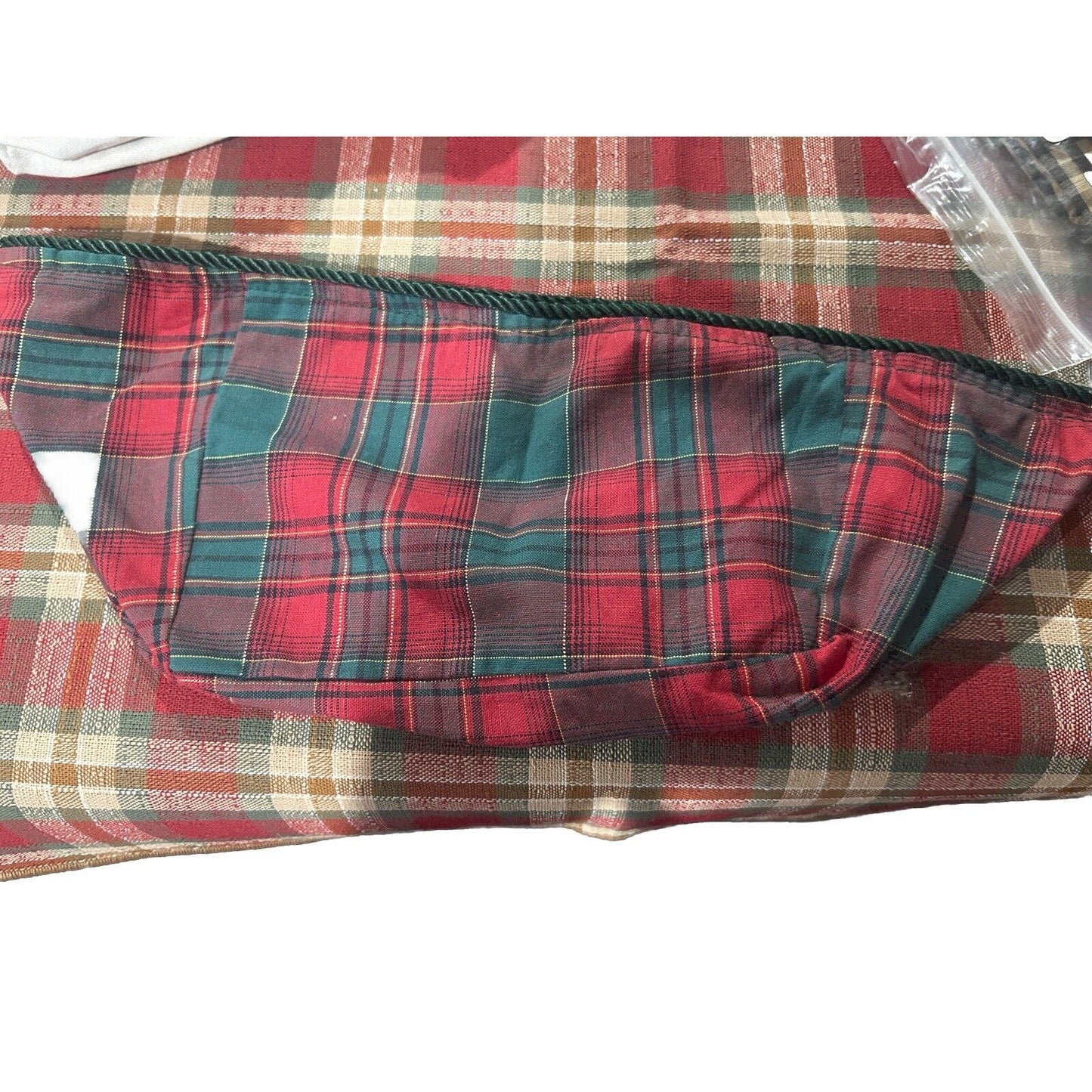 Longaberger Little Bin Top Basket Liner ~ Evergreen Plaid Green Red Christmas