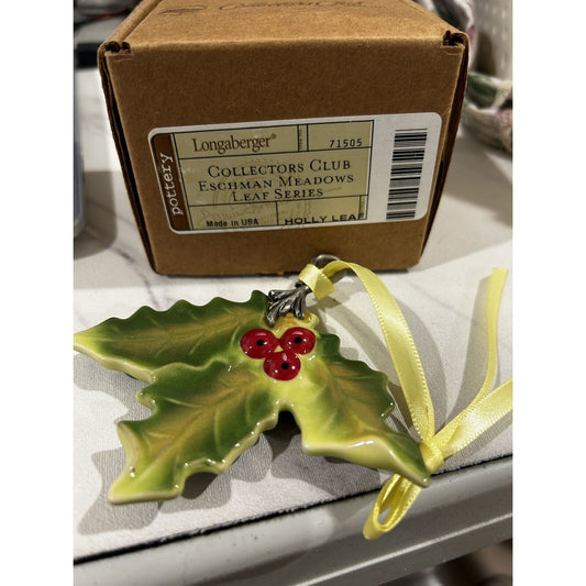 Longaberger 2010 CC Eschman Meadows Leaf Series Holly Leaf ornament NEW #71505