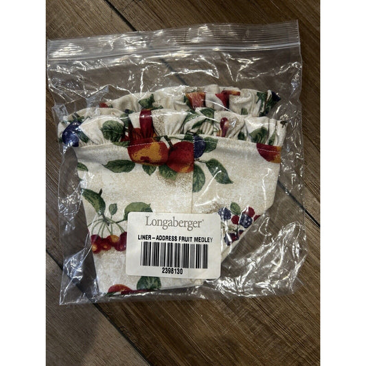 Longaberger Fruit Medley ADDRESS Basket Liner Ruffles NEW Made In USA