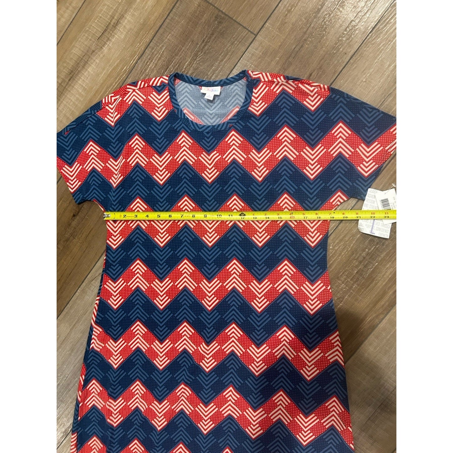 Lularoe MAXI KNIT DRESS MARIA L RED WHITE BLUE CHEVRON Patriotic NWT NEW