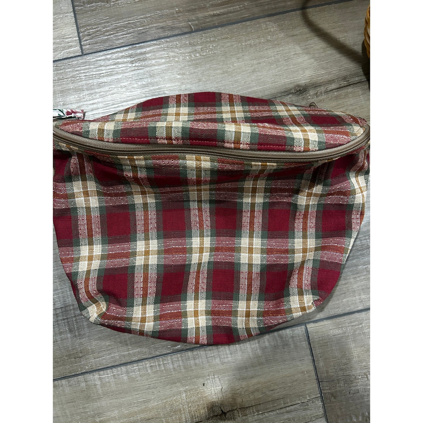 LONGABERGER MEDIUM BOARDWALK Basket Orchard Park Plaid Fabric Liner Zippered