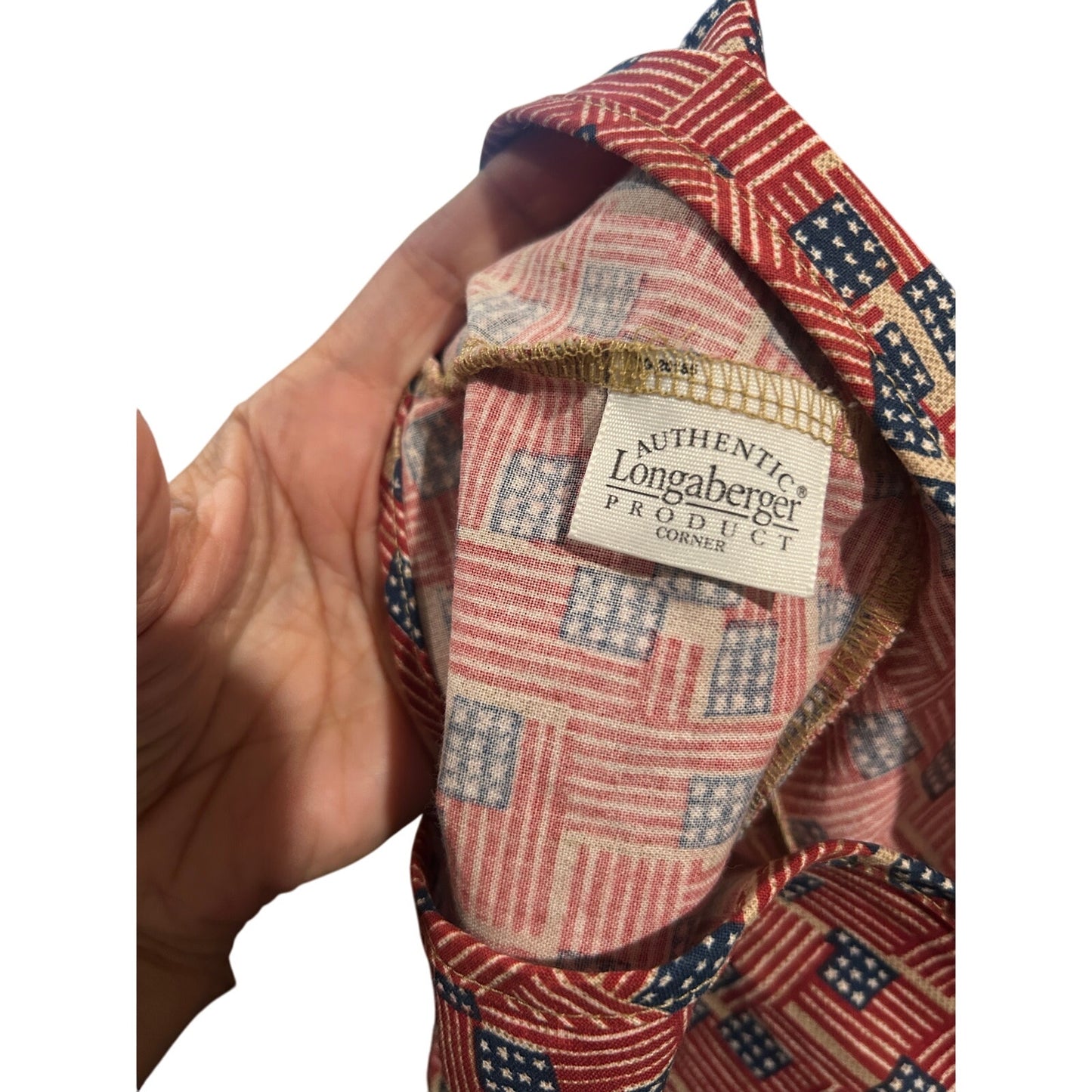 3 Longaberger LARGE CORNER Basket Liners OLD GLORY FLAG fabric Americana HTF