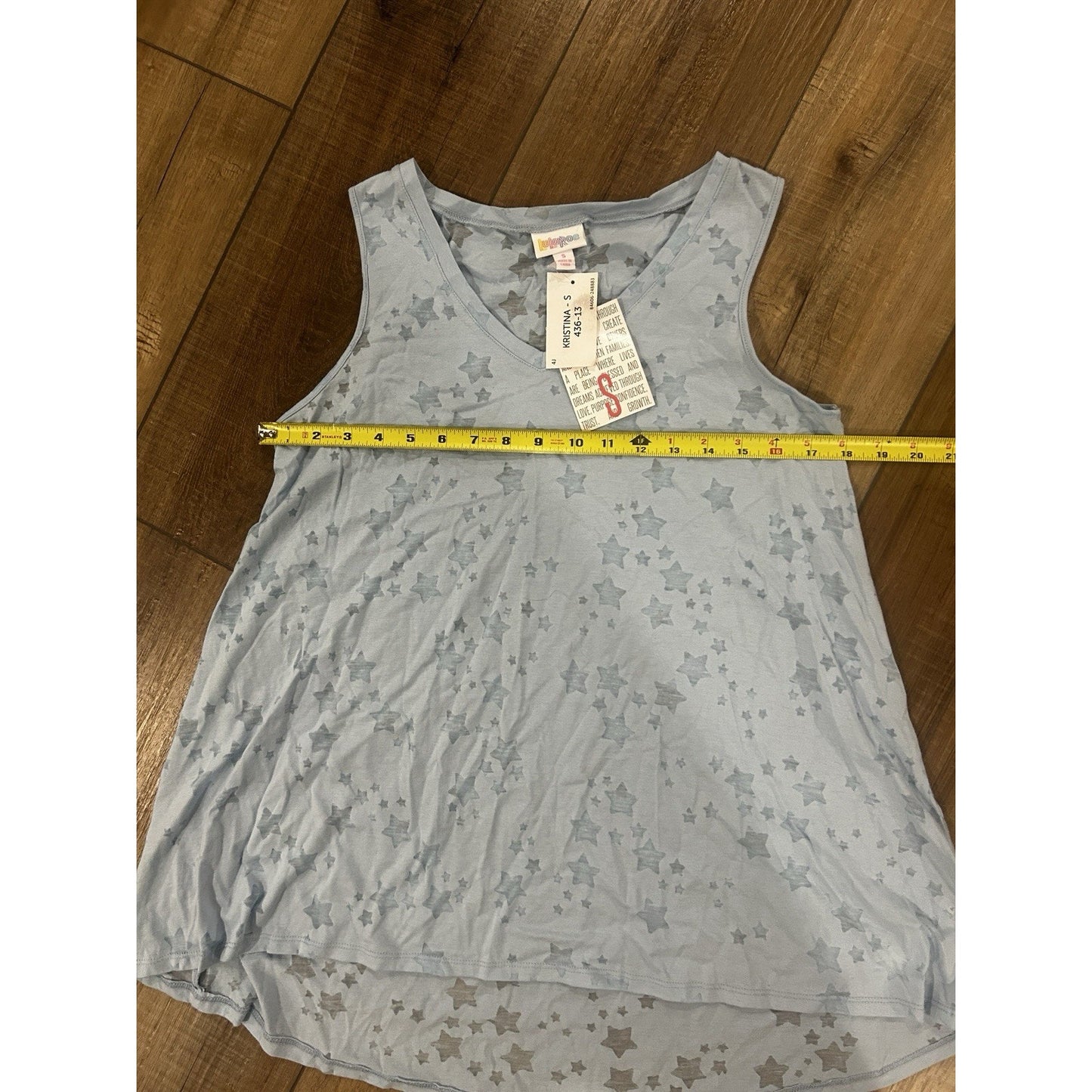 LuLaRoe Sleeveless Tank Top Americana Small Light Blue Burnout Stars NWT