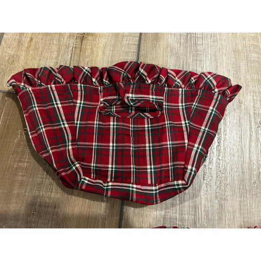 Longaberger Plaid Tidings Liner for Small Key Basket Christmas Over the edge