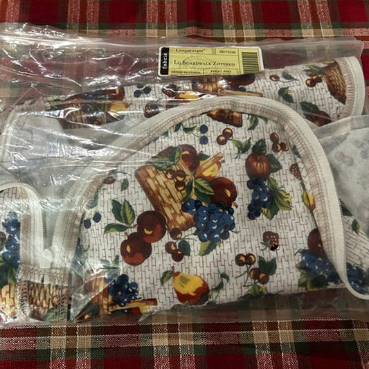 Longaberger LARGE BOARDWALK Zipper Basket Liner FRUITS & BASKETS New
