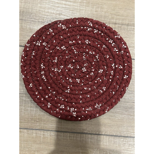 LONGABERGER Baskets Classic 9" BRAIDED Woven TRIVET Traditional Red Hot pad