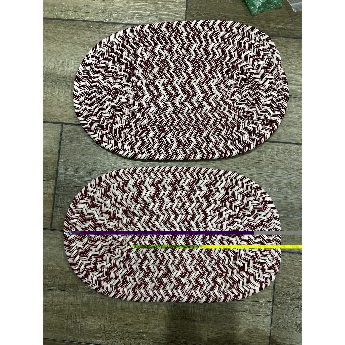 LONGABERGER Rug Braided Oval Trivet 9x14" Red Hot Pad Centerpiece Christmas