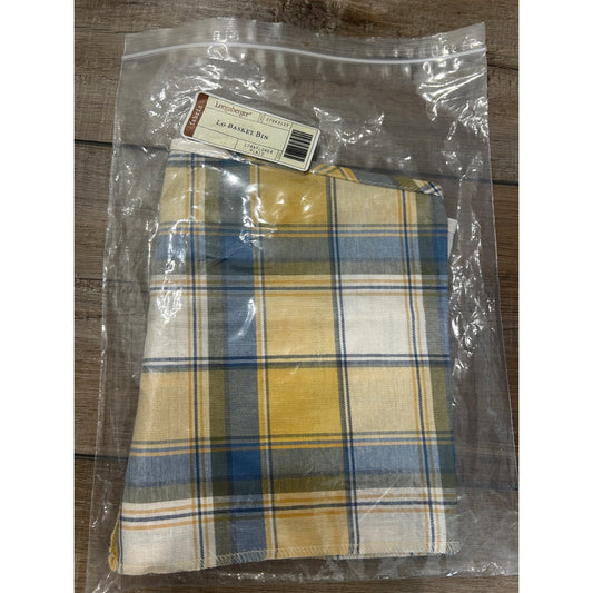 Longaberger Large Bin Basket Liner - Cornflower Plaid Yellow Blue