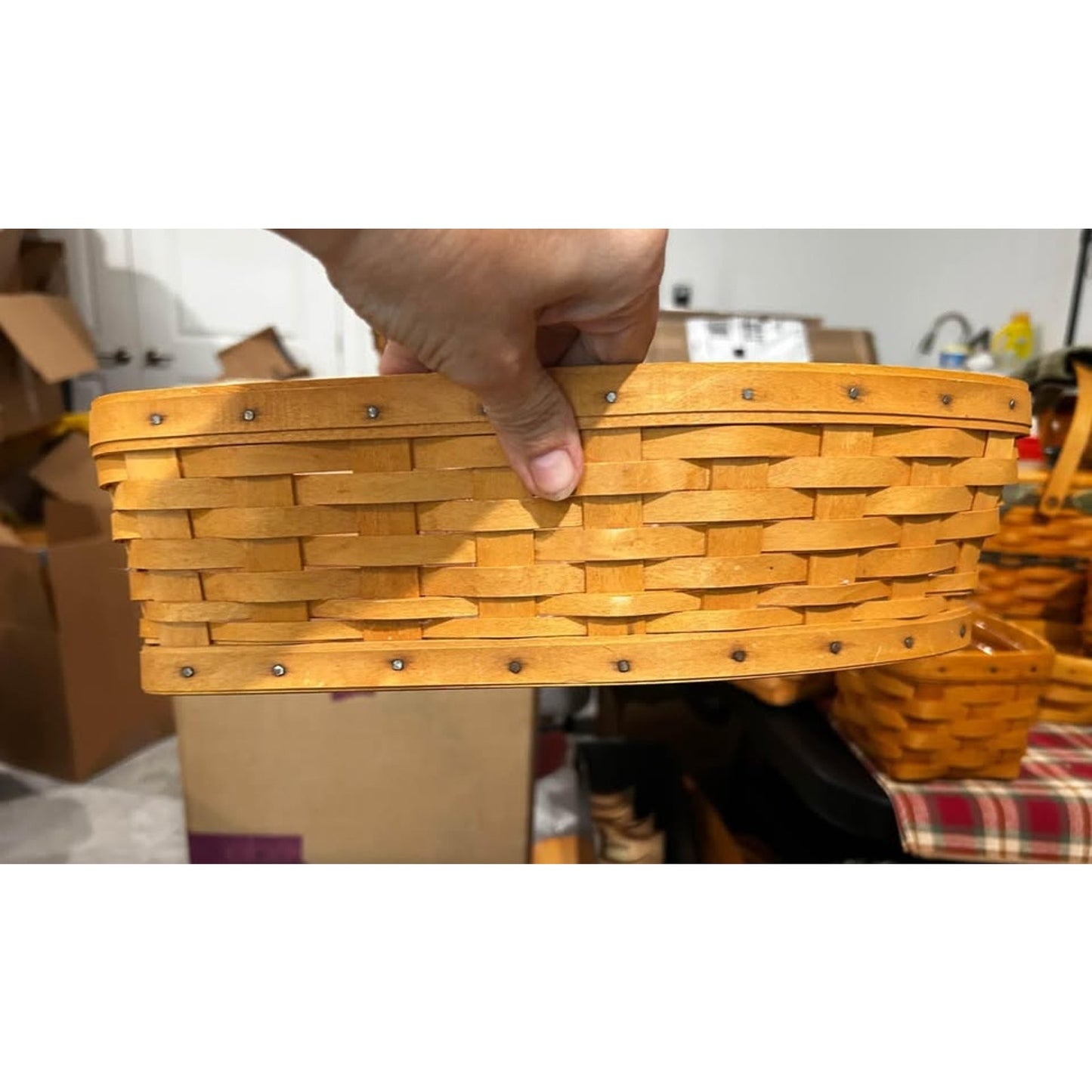 Longaberger Row Your Boat basket with protector & 2 wood dividers