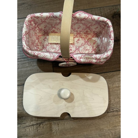 Longaberger Horizon of Hope Basket Whitewash & Pink with lid