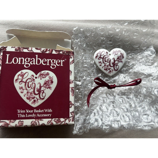 Longaberger Sweetheart Love Letters Basket Tie On NEW in box 1999 Heart
