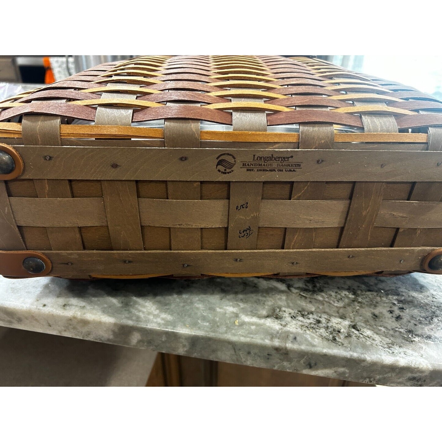 Longaberger Basket Chestnut Hostess Carry All tote shoulder purse leather strap