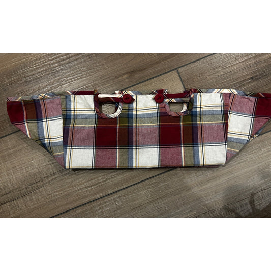 Longaberger SMALL GATHERING Basket LINER Paprika Plaid fabric