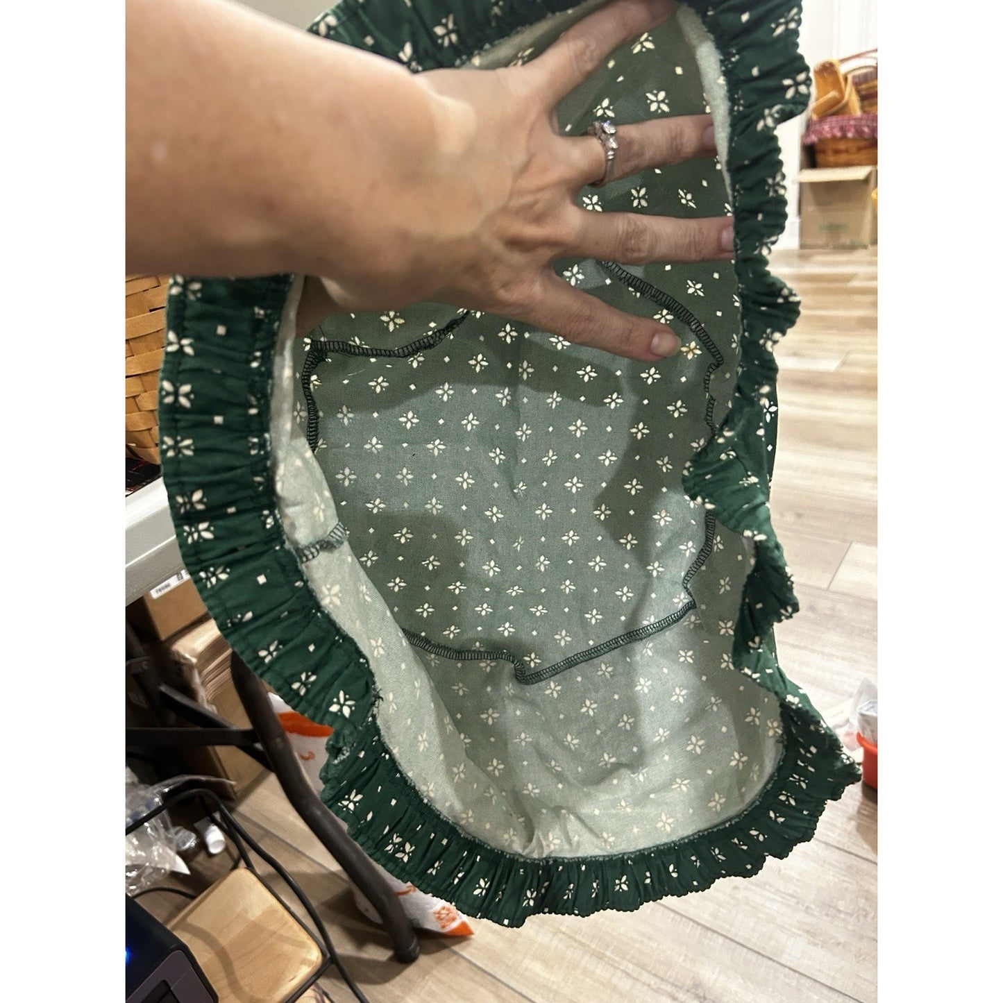 Longaberger 14" Generations Basket Liner Heritage Green fabric