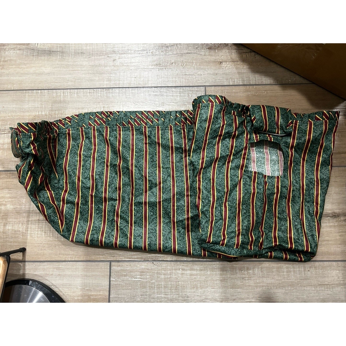 Longaberger Small Laundry Liner IMPERIAL STRIPE GREEN PAISLEY FABRIC