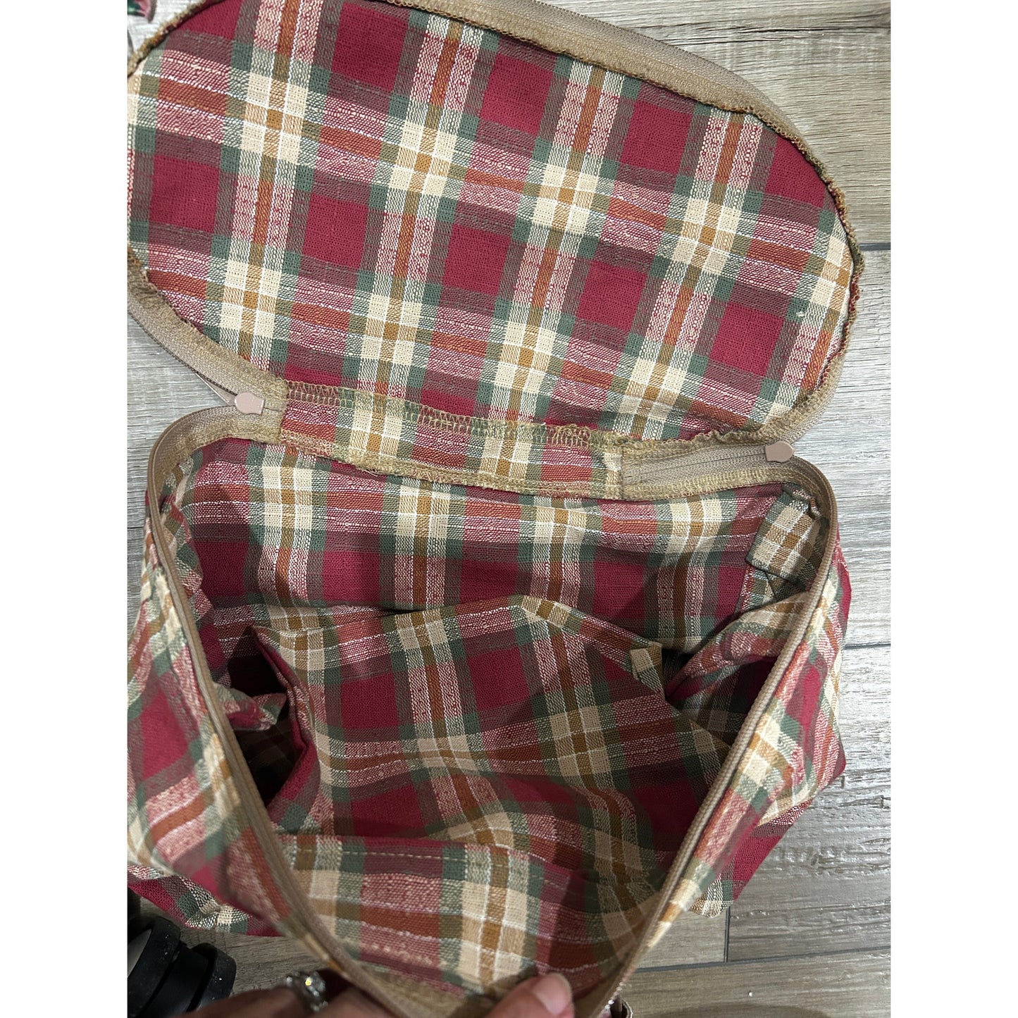 LONGABERGER MEDIUM BOARDWALK Basket Orchard Park Plaid Fabric Liner Zippered