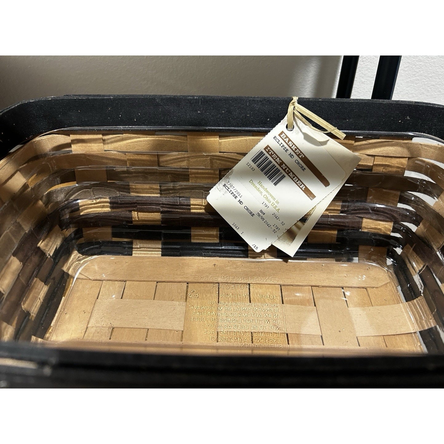 Longaberger Eclipse Medium Chore Basket NWT HTF Rare Black Gray