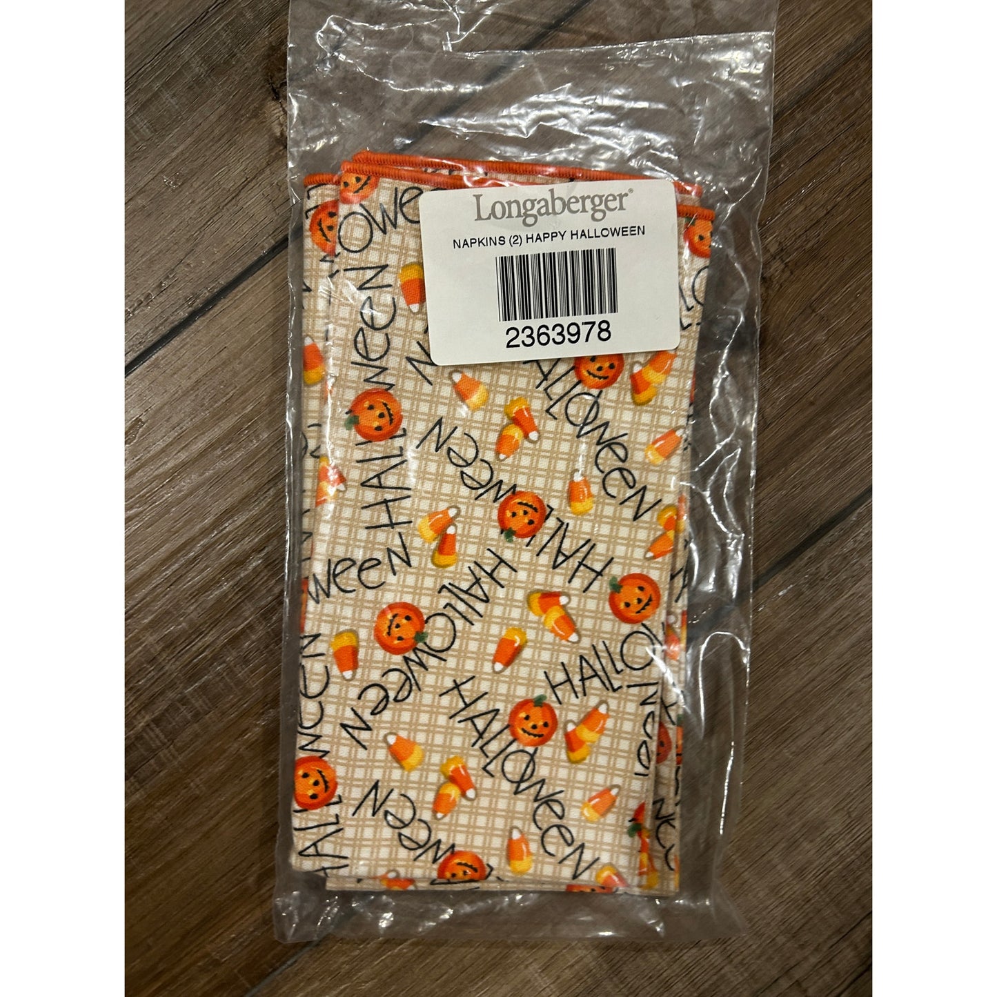 Longaberger Happy Halloween Pumpkin NAPKINS 17" Fabric Squares Set Of 2 New