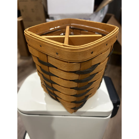 Longaberger Kitchen Utensil Basket Protector & Wood Dividers Navy blue weaves