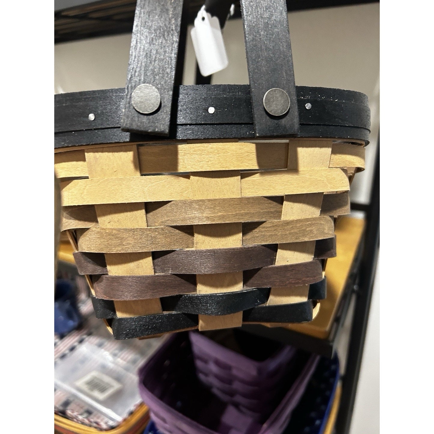 Longaberger Eclipse Medium Chore Basket NWT HTF Rare Black Gray