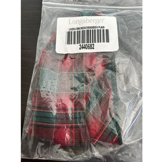 Longaberger Evergreen Plaid CRACKER basket liner NEW Christmas