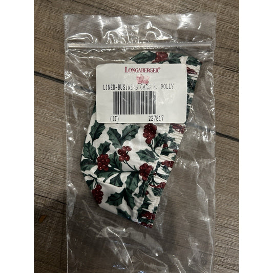 Longaberger BUSINESS CARD basket liner Traditional HOLLY Christmas