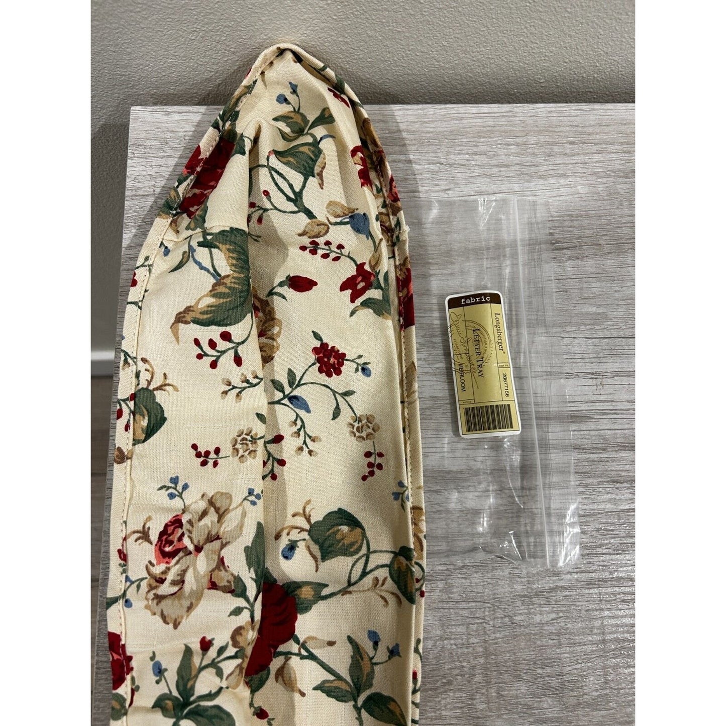 Longaberger Fabric Basket Liner LETTER TRAY Heirloom Floral roses New