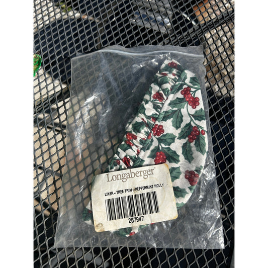 Longaberger Tree Trimming PEPPERMINT Basket Liner Traditional Holly Fabric NEW CHRISTMAS