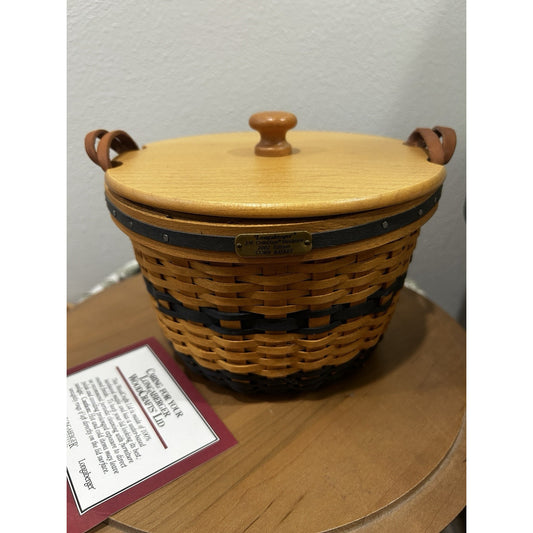 Longaberger 2002 Collectors Club JW Miniature Corn Basket Combo Liner & lid