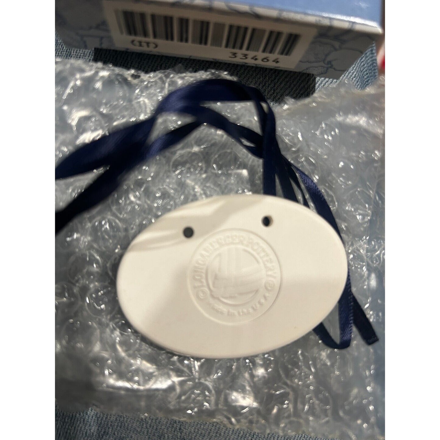 Longaberger Basket Tag Tie On THINKING OF YOU Floral NEW Ceramic pottery USA