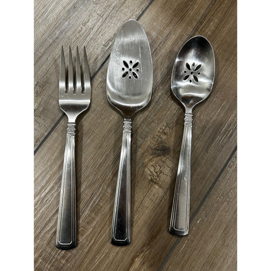 3 Longaberger Serving Utensils Flatware Fork Spoon Cake Pie Slice STAINLESS USA