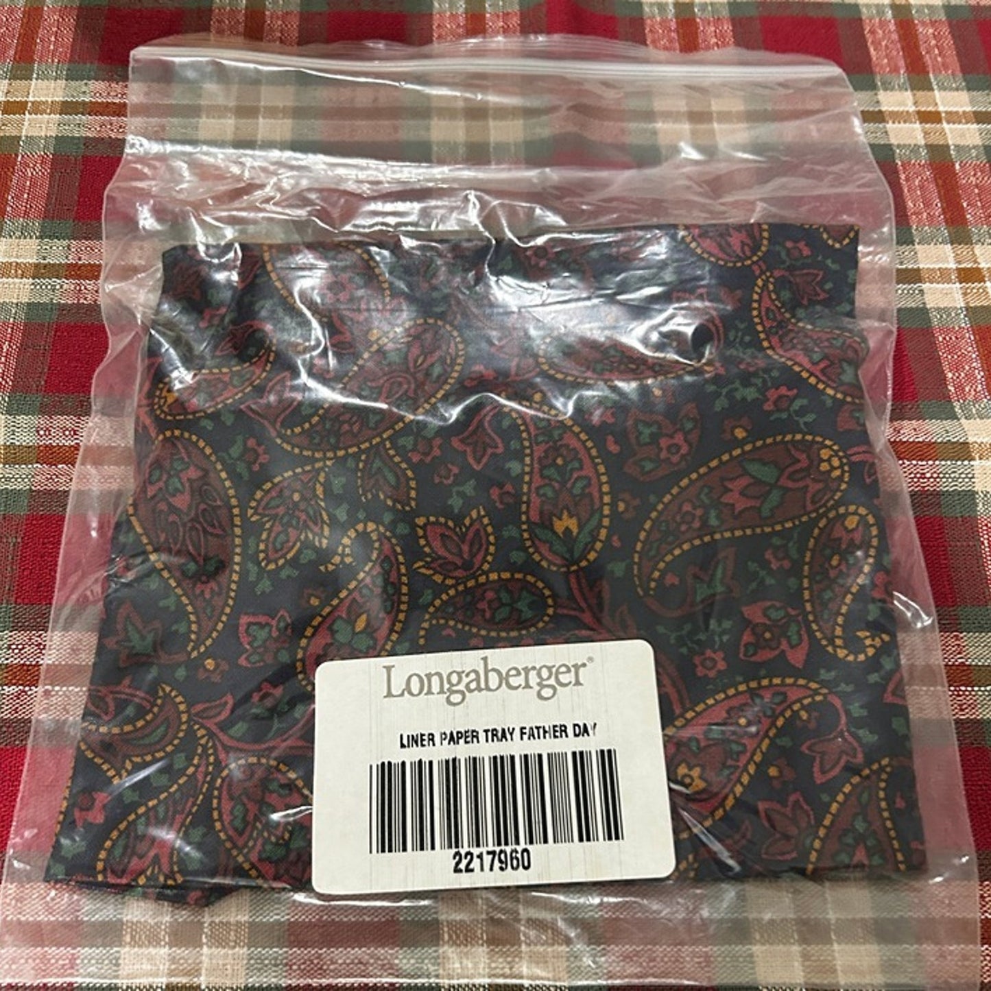 LONGABERGER Fathers Day Paisley Regular Paper Tray Basket Liner NEW Fabric