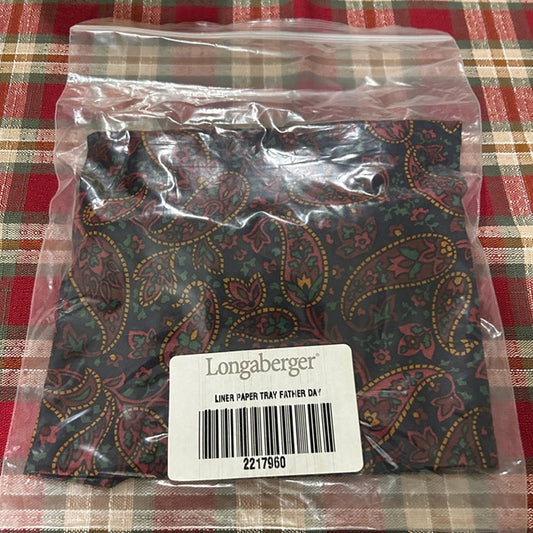 LONGABERGER Fathers Day Paisley Regular Paper Tray Basket Liner NEW Fabric