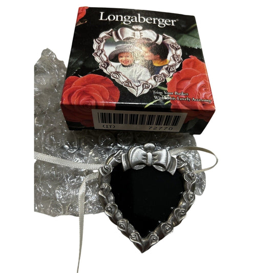 Longaberger Basket Tie on Frame Pewter Picture Frame Heart NEW