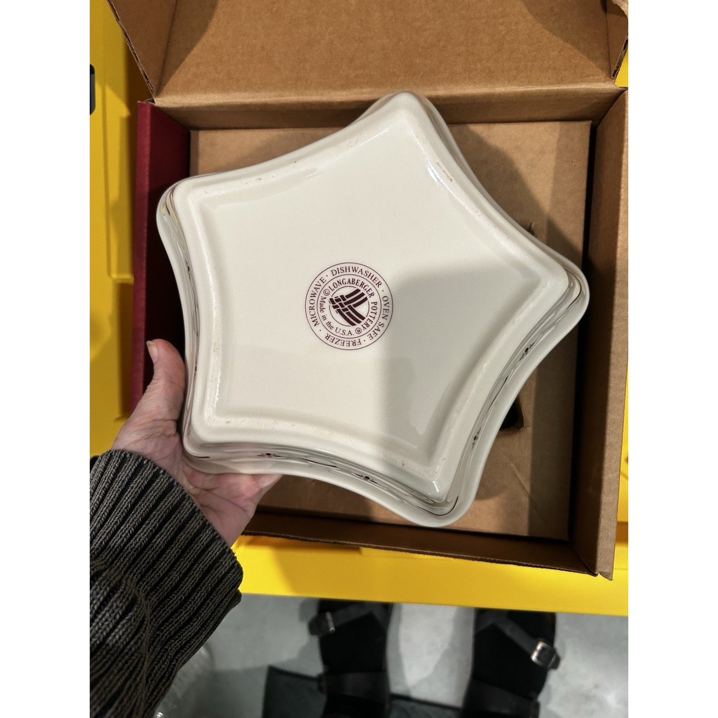 Longaberger Woven Traditions Pottery Large Star Serving Baking Dish 9.5" NEW