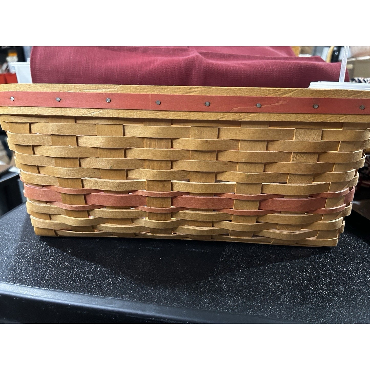 Longaberger 1996 Mothers Day Vanity Basket For Makeup Organization Pink Accents