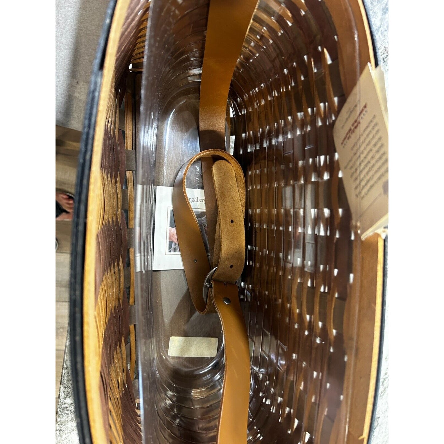 Longaberger Basket Chestnut Hostess Carry All tote shoulder purse leather strap