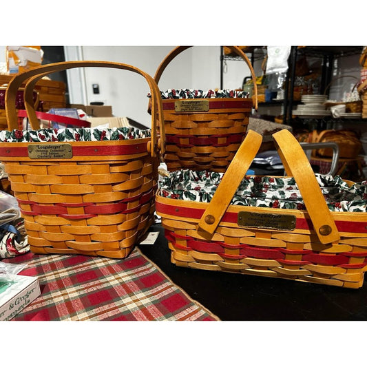 Longaberger Christmas basket combo lot of 3